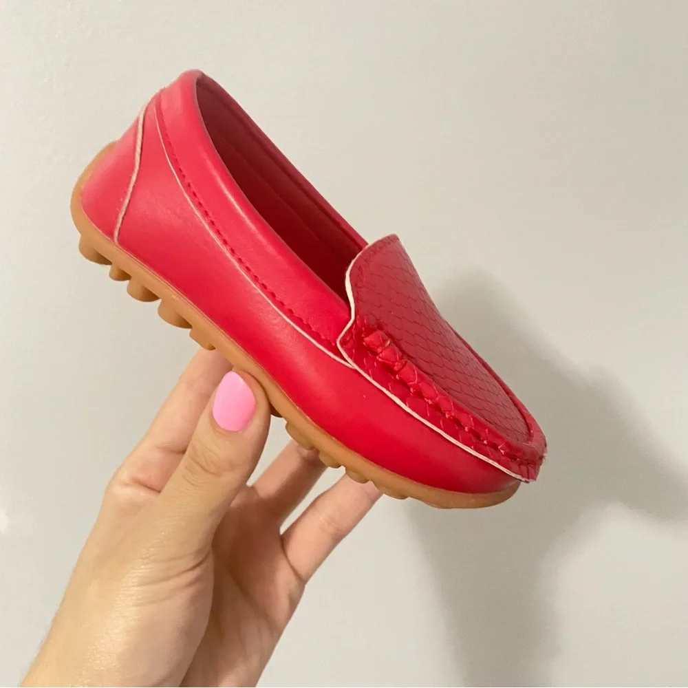 Kids Red Slip-On Loafers - Comfortable Casual Shoes (size 6.5 male toddler)